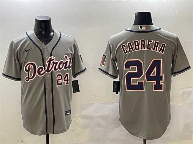 Men%27s Detroit Tigers #24 Miguel Cabrera Gray Cool Base Stitched Jersey->detroit tigers->MLB Jersey